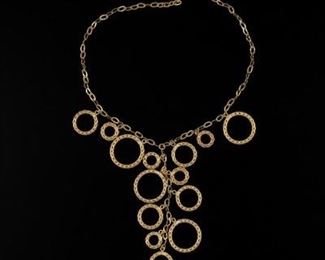 Ladies Italian Gold Fashion Laurel Leaf Circles Necklace 