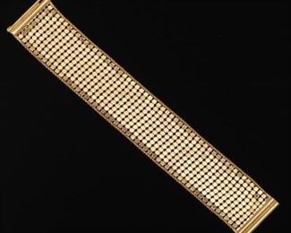 Ladies Italian Gold Reversible Wide Mesh Scaled Bracelet 