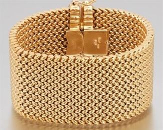 Ladies Italian Gold Mesh Wide Bracelet 