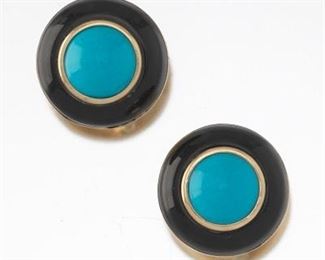 Ladies Onyx and Turquoise Earrings 