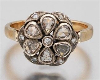 Ladies Rose Cut Diamond Flower Ring 