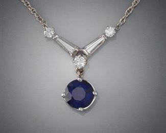 Ladies Sapphire and Diamond Necklace 