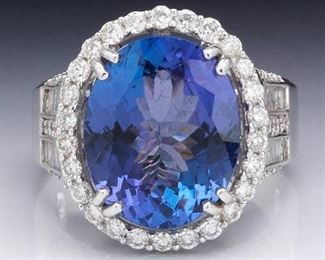 Ladies Tanzanite and Diamond Ring 