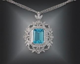 Ladies Topaz and Diamond Pendant on C