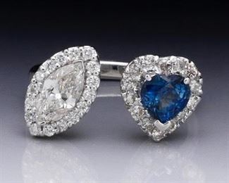 Ladies Toi et Moi No Heat Sapphire and Diamond Ring, GIA Report 