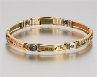 Ladies Tri Color Gold and Blue Diamond Bracelet 