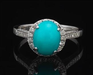 Ladies Turquoise, Diamond and Gold Ring 