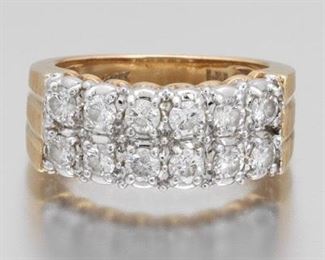 Ladies TwoTone God and Diamond Band 