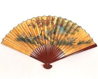 Large Chinese Painted Folding Fan
