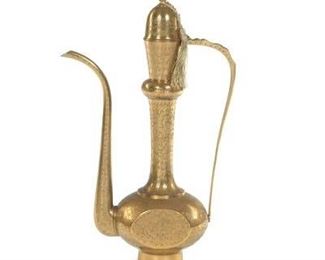 Large TurkishOttoman Empire Style Brass Ewer 