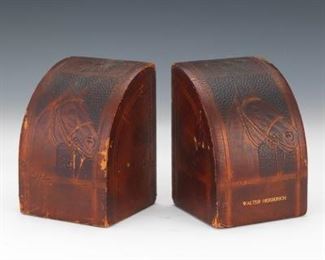 Leather Clad Horse Bookends