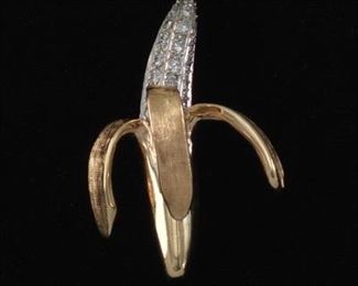Novelty TwoTone Gold and Diamond Banana Stick Pin 