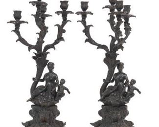 Pair of Bronze Figural Candelabra