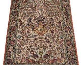 Pictorial Tabriz Silk Carpet 