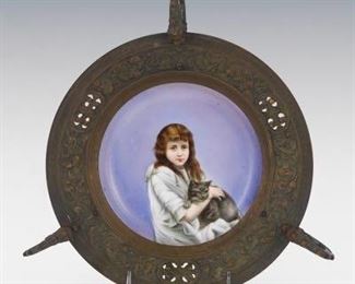 Porcelain and Bronze Handled Dish