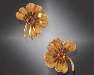 Retro Gold and Citrine Earrings 