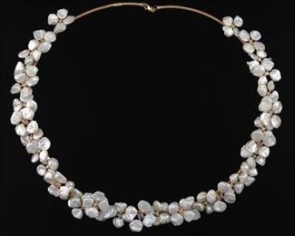 Russel Trusso Gold, Pearl, Tanzanite and Diamond Necklace 