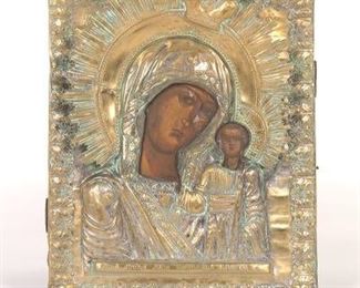 Russian Icon of Our Lady of Kazan in Oklad 