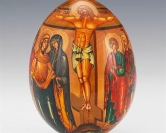 Russian Painted Wood Egg