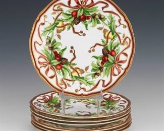 Seven Tiffany Holiday Dinner Plates