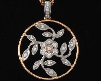 Simon G. TwoTone Gold and Diamond Floral Pendant on Chain 