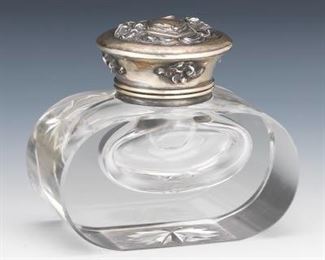 Sterling and Glass Inkwell
