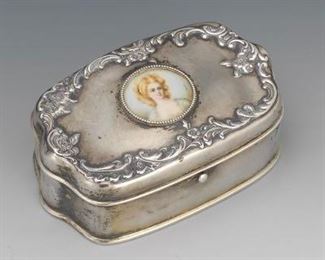 Sterling Trinket Box with Miniature Portrait