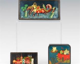 Three Russian Lacquer Boxes