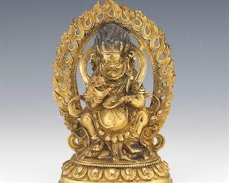 Tibetan Bronze Jambhala Mammon Statue 