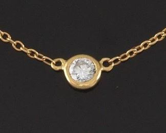 Tiffany Co Elsa Peretti Gold and Diamond Necklace 