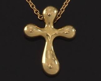 Tiffany Co. Elsa Peretti Gold Cross on Chain 