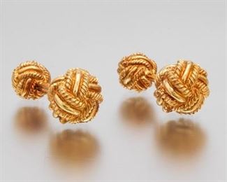 Tiffany Schlumberger 18K Gold Pair of Love Knot Cufflinks, in Presentation Box 