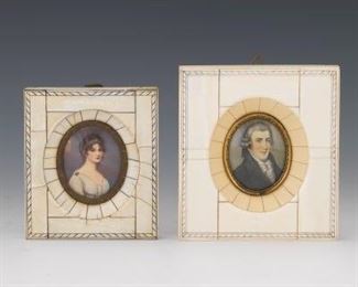 Two Antique Miniature Portraits of Queen Louise of Prussia and Franz Joseph Haydn