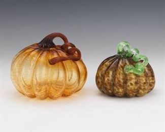Two Murano Art Glass Pumpkin Sculptures 