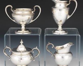 Two Sets of Sterling Sugar and Creamers