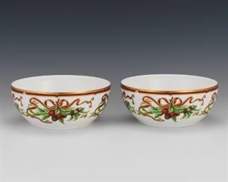 Two Tiffany Holiday Round Vegetable Bowls