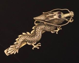 Vintage Gold Dragon Money Clip 