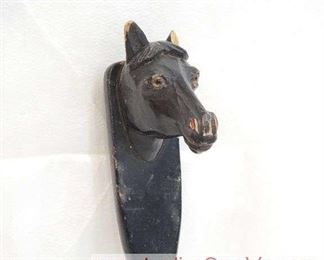 Hand Carved Horse Head Brush marked Germany