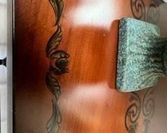 Detail on top of entry side table.