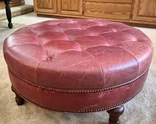 If ya'll don't buy this gorgeous red leather ottoman/table, I will. 