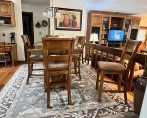 Dining room set, bar height chairs, folding ends
