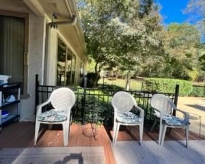 Outdoor hard plastic chairs and cushions. CLEAN! There are actually 4.
