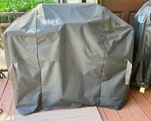 Weber grill and cover, propane tank. 