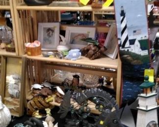 Nautical items and sea shells.