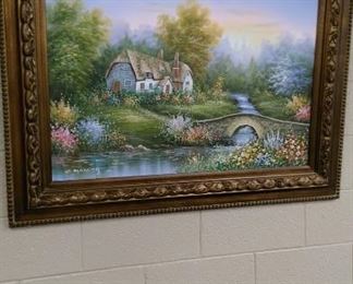 Colorful English home (on canvas)