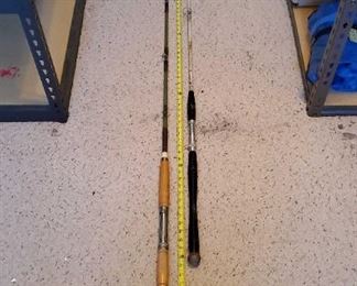 Lot Of 2 Vintage Fiberglass Rods With Wood Handles
