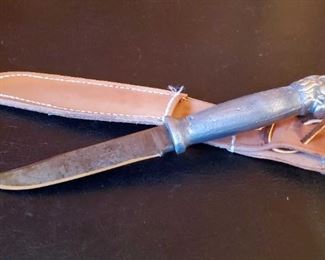 Vintage Lion Head Solingen Germany Knife With Elk Etching