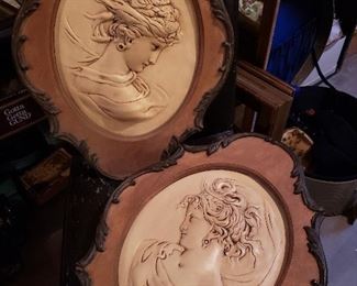 Grecian Lady Heads -Raised Framed -Heavy
