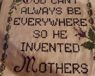 God cant always be everywhers -Cross stitch