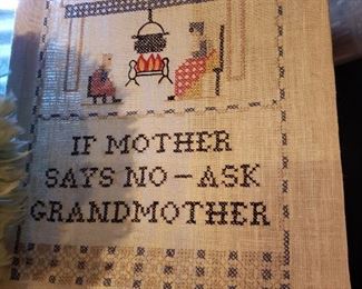 If Mom says no- ask grand mother cross stitch